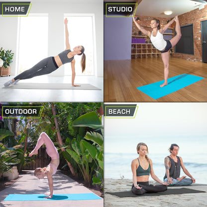 Classic Yoga Mat 1/8” (3mm) Thick, Extra Long 72-Inch Lightweight Fitness Mat with Non-Slip Grip for Yoga, Pilates, Exercise