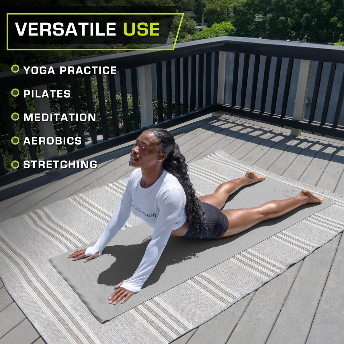 Classic Yoga Mat 1/8” (3mm) Thick, Extra Long 72-Inch Lightweight Fitness Mat with Non-Slip Grip for Yoga, Pilates, Exercise