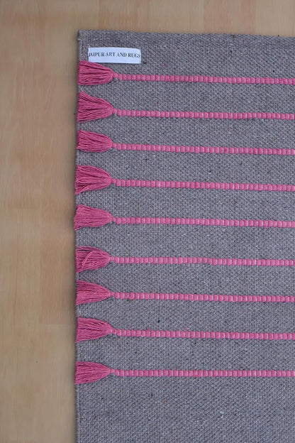 Jaipur Art & Rugs Cotton Yoga Rug - Eco-Friendly Hand-Woven Thick Mat (24”x72”x5mm) for Everyday Fitness at Home - Comfortable & Extra-Long - Colors B