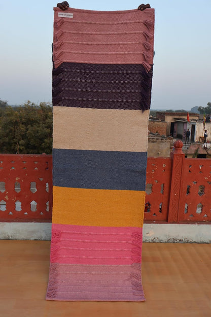 Jaipur Art & Rugs Cotton Yoga Rug - Eco-Friendly Hand-Woven Thick Mat (24”x72”x5mm) for Everyday Fitness at Home - Comfortable & Extra-Long - Colors B