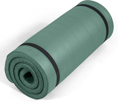 1" Extra Thick Yoga Mat, Exercise & Pilates Mat with Strap