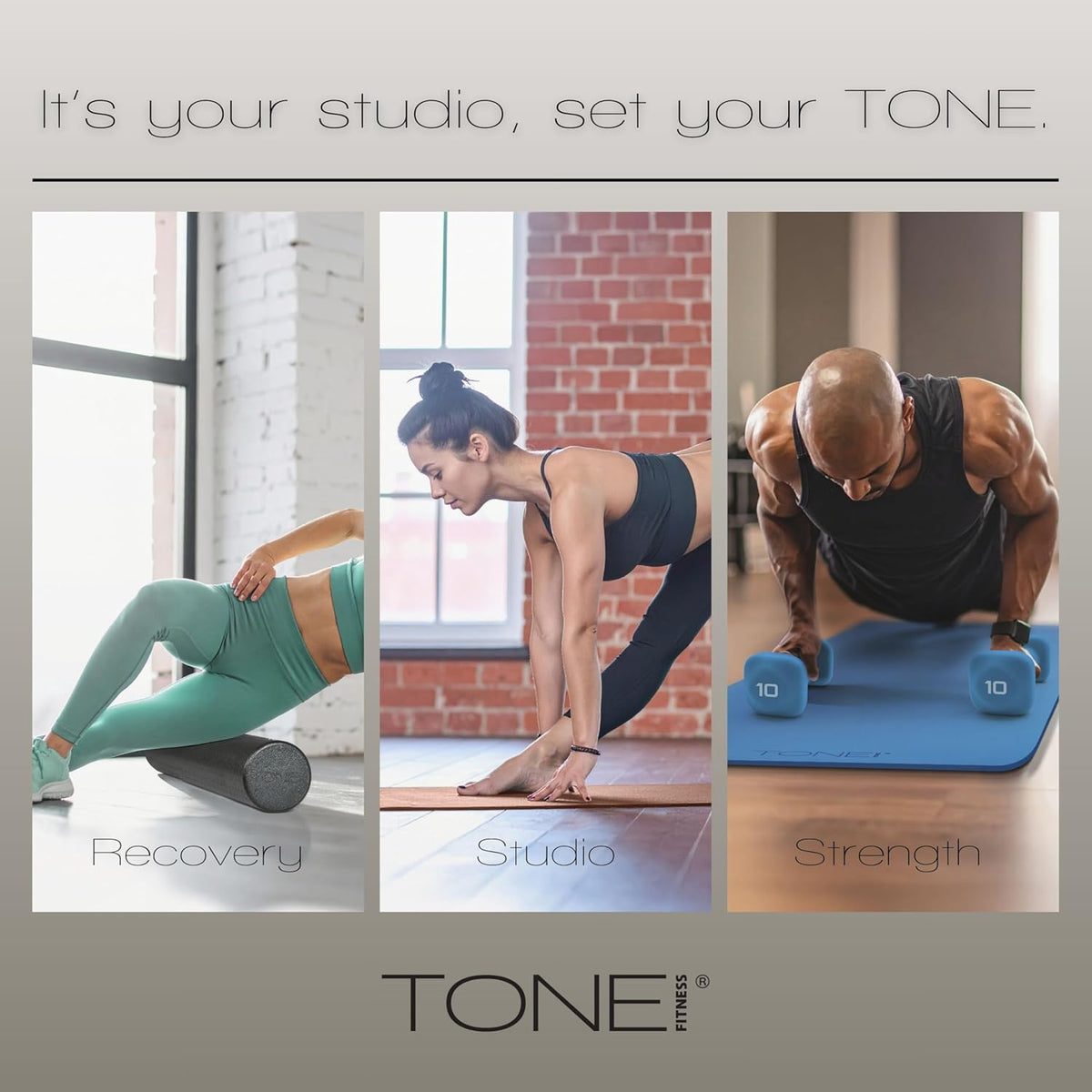 1" Extra Thick Yoga Mat, Exercise & Pilates Mat with Strap
