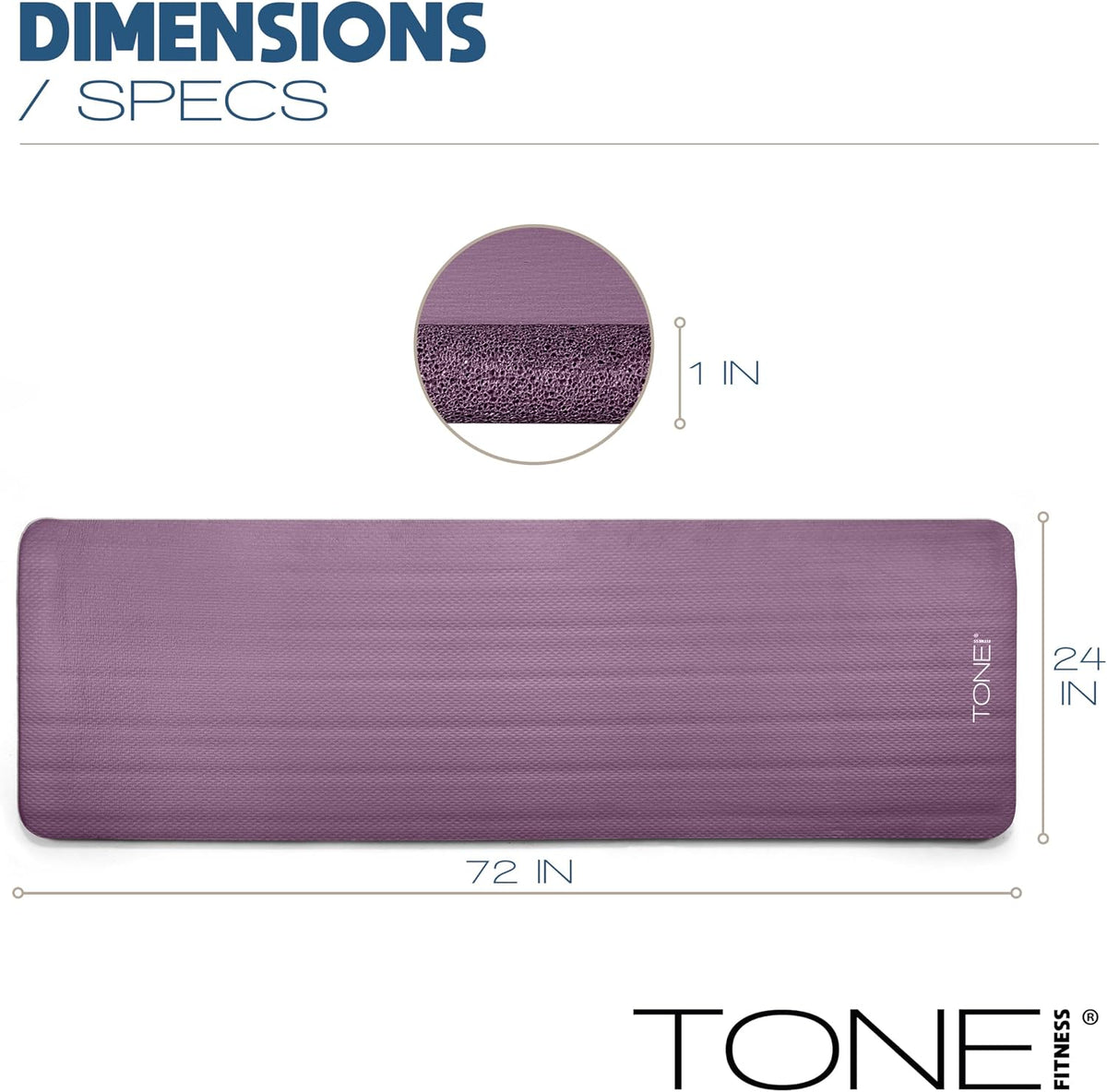 1" Extra Thick Yoga Mat, Exercise & Pilates Mat with Strap