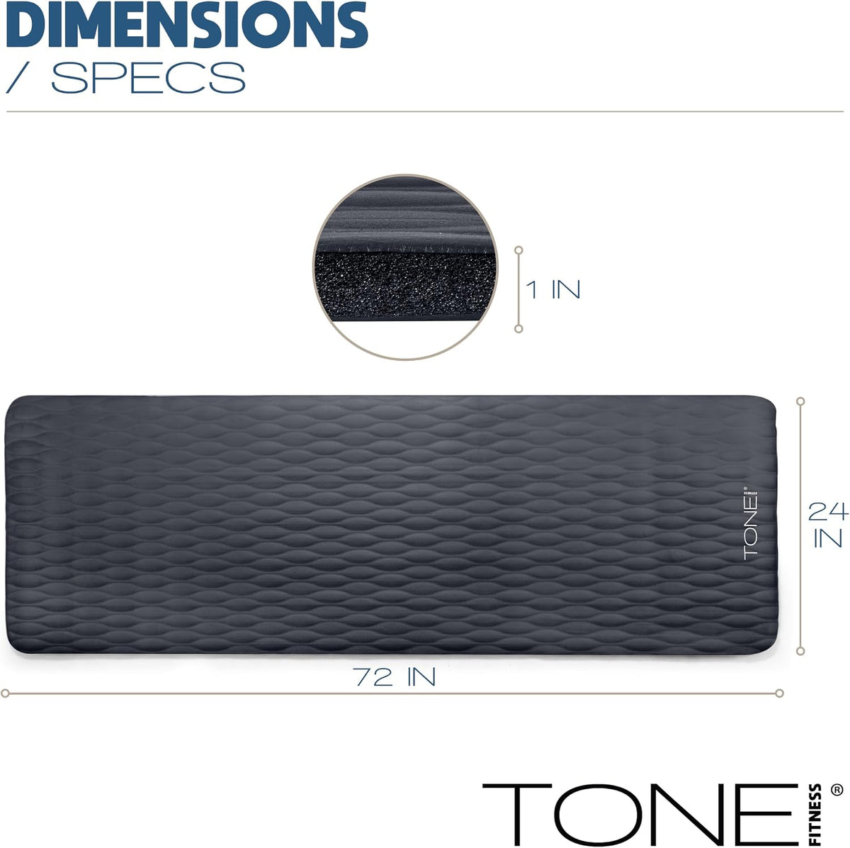 1" Extra Thick Yoga Mat, Exercise & Pilates Mat with Strap