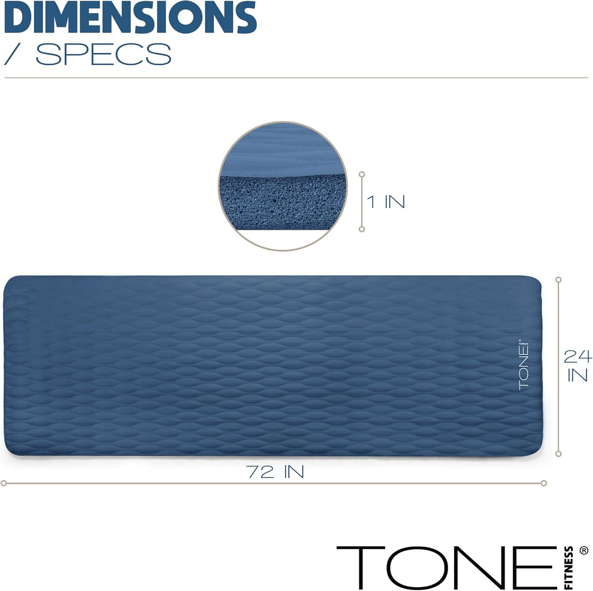 1" Extra Thick Yoga Mat, Exercise & Pilates Mat with Strap