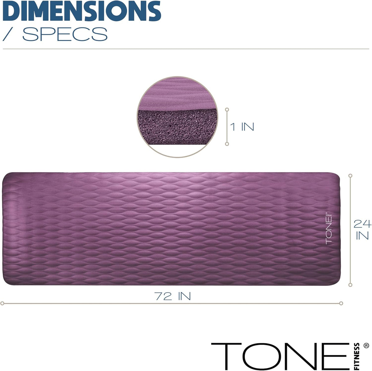 1" Extra Thick Yoga Mat, Exercise & Pilates Mat with Strap