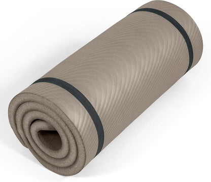 1" Extra Thick Yoga Mat, Exercise & Pilates Mat with Strap