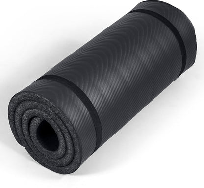 1" Extra Thick Yoga Mat, Exercise & Pilates Mat with Strap