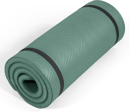 1" Extra Thick Yoga Mat, Exercise & Pilates Mat with Strap