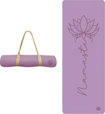 Premium PU Yoga Mat, 4.5mm Non Slip Natural Rubber Exercise Mat with Strap for Yoga, Pilates, Stretching & Fitness