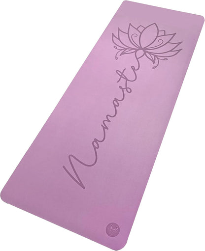 Premium PU Yoga Mat, 4.5mm Non Slip Natural Rubber Exercise Mat with Strap for Yoga, Pilates, Stretching & Fitness