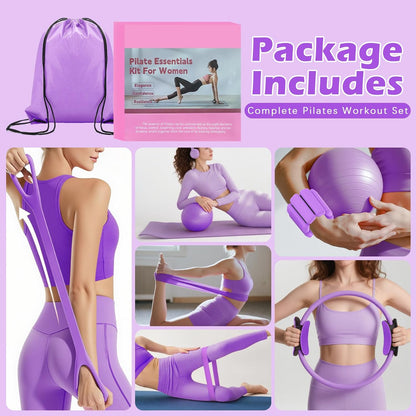 Pilates Kit for Women, Home Workout Set with Ring,Ball,Bands Ankle Weights