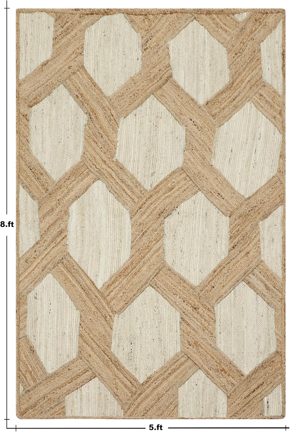 Kilim Area Rug 2x3 Flatweave Hand Braided Jute Offwhite Beige Design Handmade Boho Thick 0.27" Geometric Pattern Carpet Sisal Jute Rug Indoor Outdoor Use Rugs for Bedside, Kitchen, Yoga Mat - Colors B