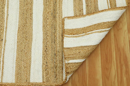Kilim Area Rug 2x3 Flatweave Hand Braided Jute Offwhite Beige Design Handmade Boho Thick 0.27" Geometric Pattern Carpet Sisal Jute Rug Indoor Outdoor Use Rugs for Bedside, Kitchen, Yoga Mat - Colors B
