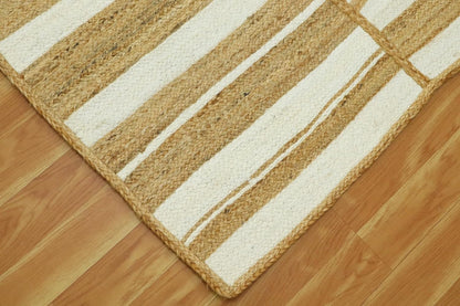 Kilim Area Rug 2x3 Flatweave Hand Braided Jute Offwhite Beige Design Handmade Boho Thick 0.27" Geometric Pattern Carpet Sisal Jute Rug Indoor Outdoor Use Rugs for Bedside, Kitchen, Yoga Mat - Colors B