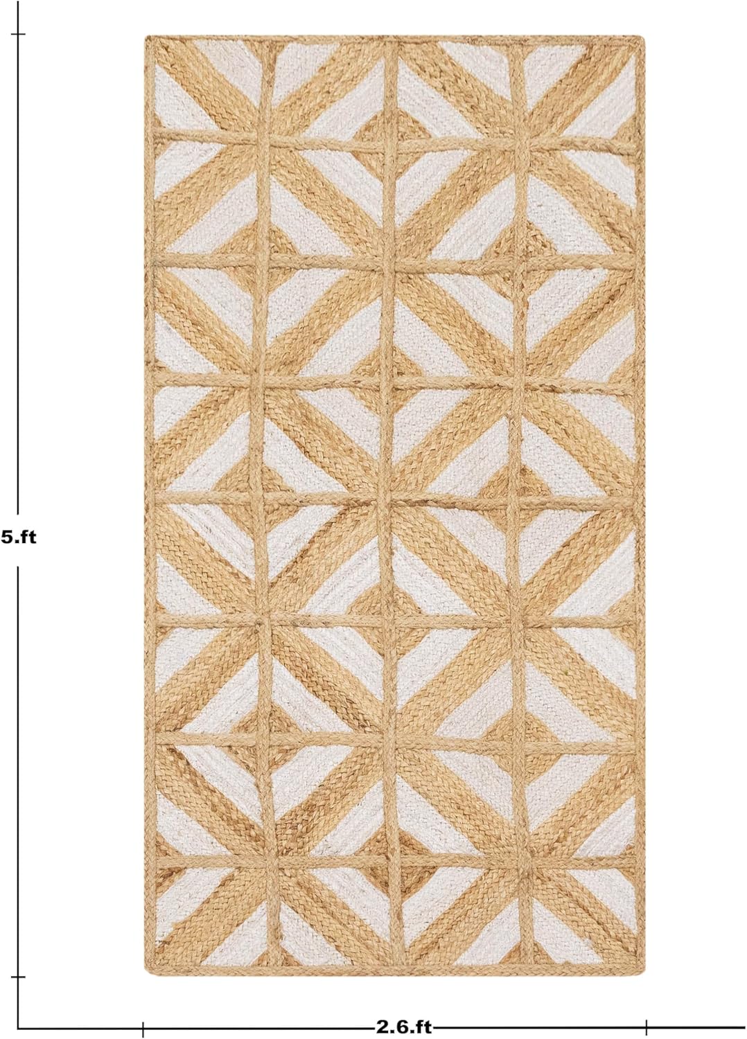Kilim Area Rug 2x3 Flatweave Hand Braided Jute Offwhite Beige Design Handmade Boho Thick 0.27" Geometric Pattern Carpet Sisal Jute Rug Indoor Outdoor Use Rugs for Bedside, Kitchen, Yoga Mat - Colors B