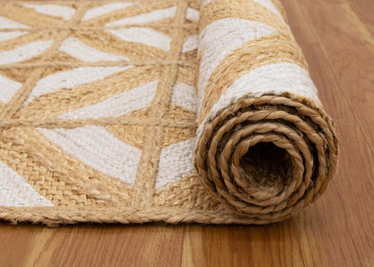 Kilim Area Rug 2x3 Flatweave Hand Braided Jute Offwhite Beige Design Handmade Boho Thick 0.27" Geometric Pattern Carpet Sisal Jute Rug Indoor Outdoor Use Rugs for Bedside, Kitchen, Yoga Mat - Colors B