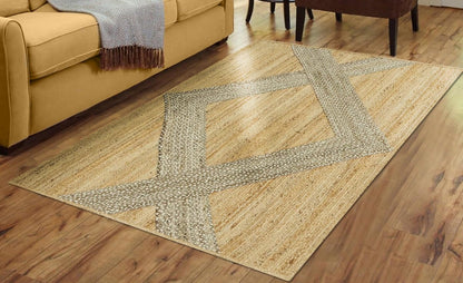 Kilim Area Rug 2x3 Flatweave Hand Braided Jute Offwhite Beige Design Handmade Boho Thick 0.27" Geometric Pattern Carpet Sisal Jute Rug Indoor Outdoor Use Rugs for Bedside, Kitchen, Yoga Mat - Colors B