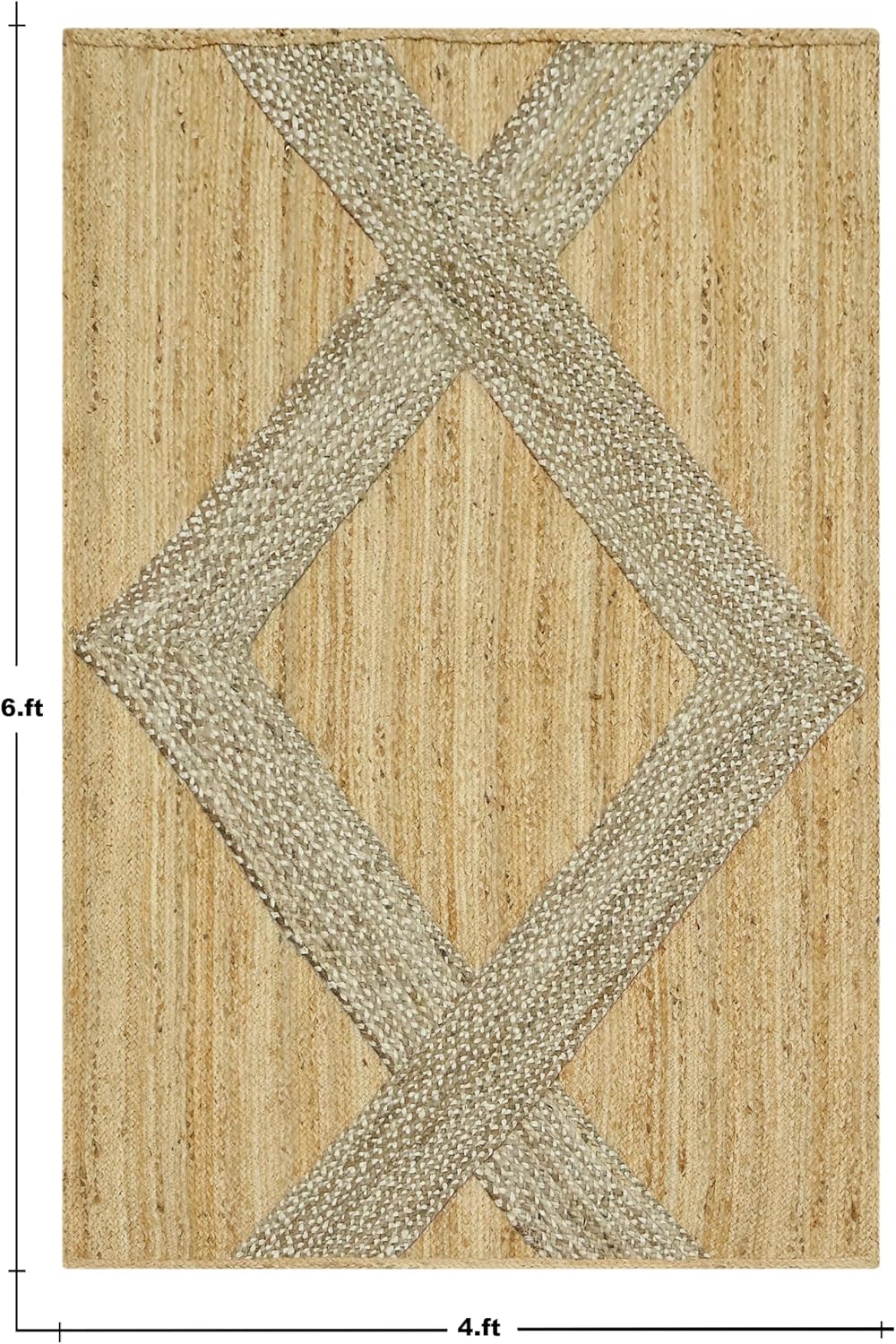 Kilim Area Rug 2x3 Flatweave Hand Braided Jute Offwhite Beige Design Handmade Boho Thick 0.27" Geometric Pattern Carpet Sisal Jute Rug Indoor Outdoor Use Rugs for Bedside, Kitchen, Yoga Mat - Colors B