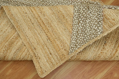 Kilim Area Rug 2x3 Flatweave Hand Braided Jute Offwhite Beige Design Handmade Boho Thick 0.27" Geometric Pattern Carpet Sisal Jute Rug Indoor Outdoor Use Rugs for Bedside, Kitchen, Yoga Mat - Colors B