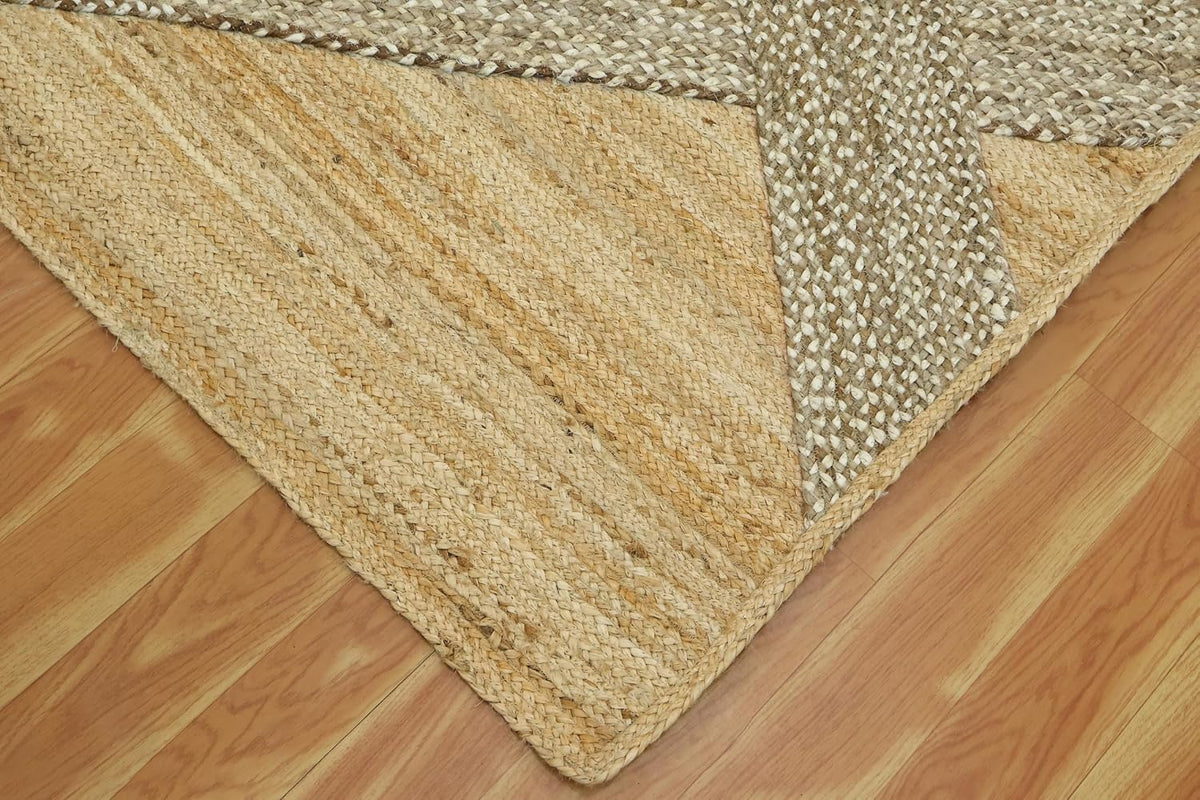 Kilim Area Rug 2x3 Flatweave Hand Braided Jute Offwhite Beige Design Handmade Boho Thick 0.27" Geometric Pattern Carpet Sisal Jute Rug Indoor Outdoor Use Rugs for Bedside, Kitchen, Yoga Mat - Colors B