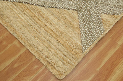Kilim Area Rug 2x3 Flatweave Hand Braided Jute Offwhite Beige Design Handmade Boho Thick 0.27" Geometric Pattern Carpet Sisal Jute Rug Indoor Outdoor Use Rugs for Bedside, Kitchen, Yoga Mat - Colors B