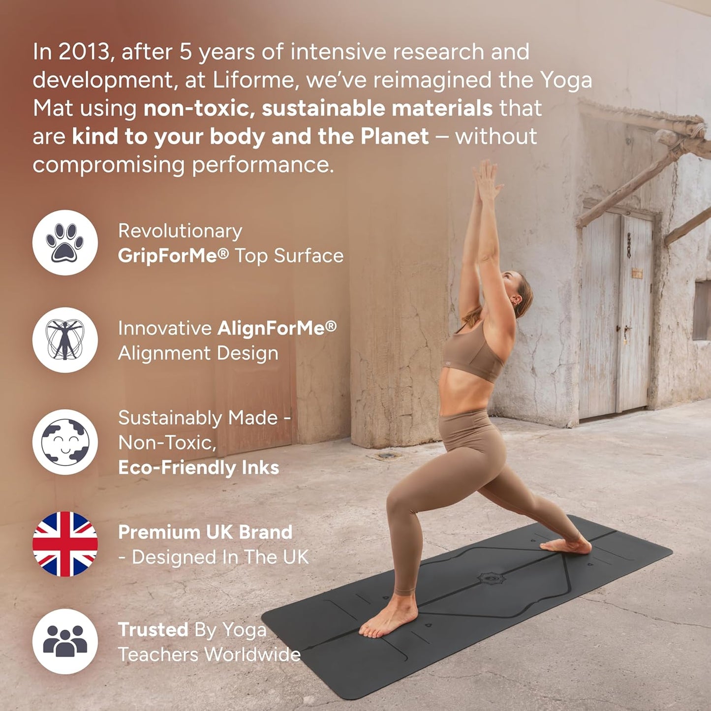 Evolve Yoga Mat - Patented Alignment Design, Advanced Non-Slip Grip | Eco-friendly, Non-Toxic, Sweat-Resistant, long, wide, 4.2mm thick mat for comfort, recommended for Hot Yoga, Free Yoga Bag