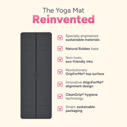 Evolve Yoga Mat - Patented Alignment Design, Advanced Non-Slip Grip | Eco-friendly, Non-Toxic, Sweat-Resistant, long, wide, 4.2mm thick mat for comfort, recommended for Hot Yoga, Free Yoga Bag