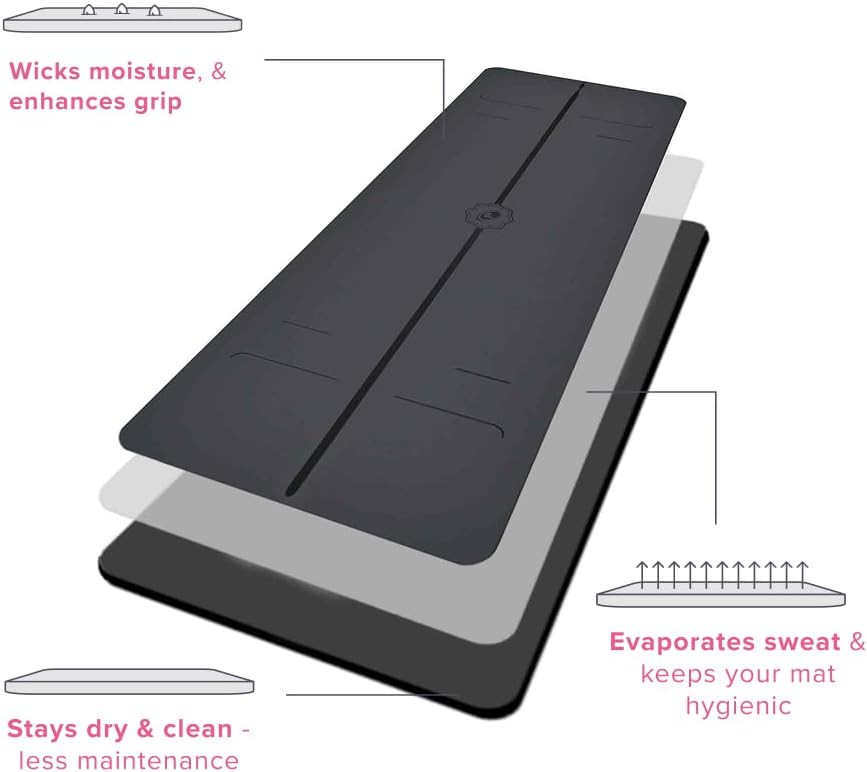 Evolve Yoga Mat - Patented Alignment Design, Advanced Non-Slip Grip | Eco-friendly, Non-Toxic, Sweat-Resistant, long, wide, 4.2mm thick mat for comfort, recommended for Hot Yoga, Free Yoga Bag