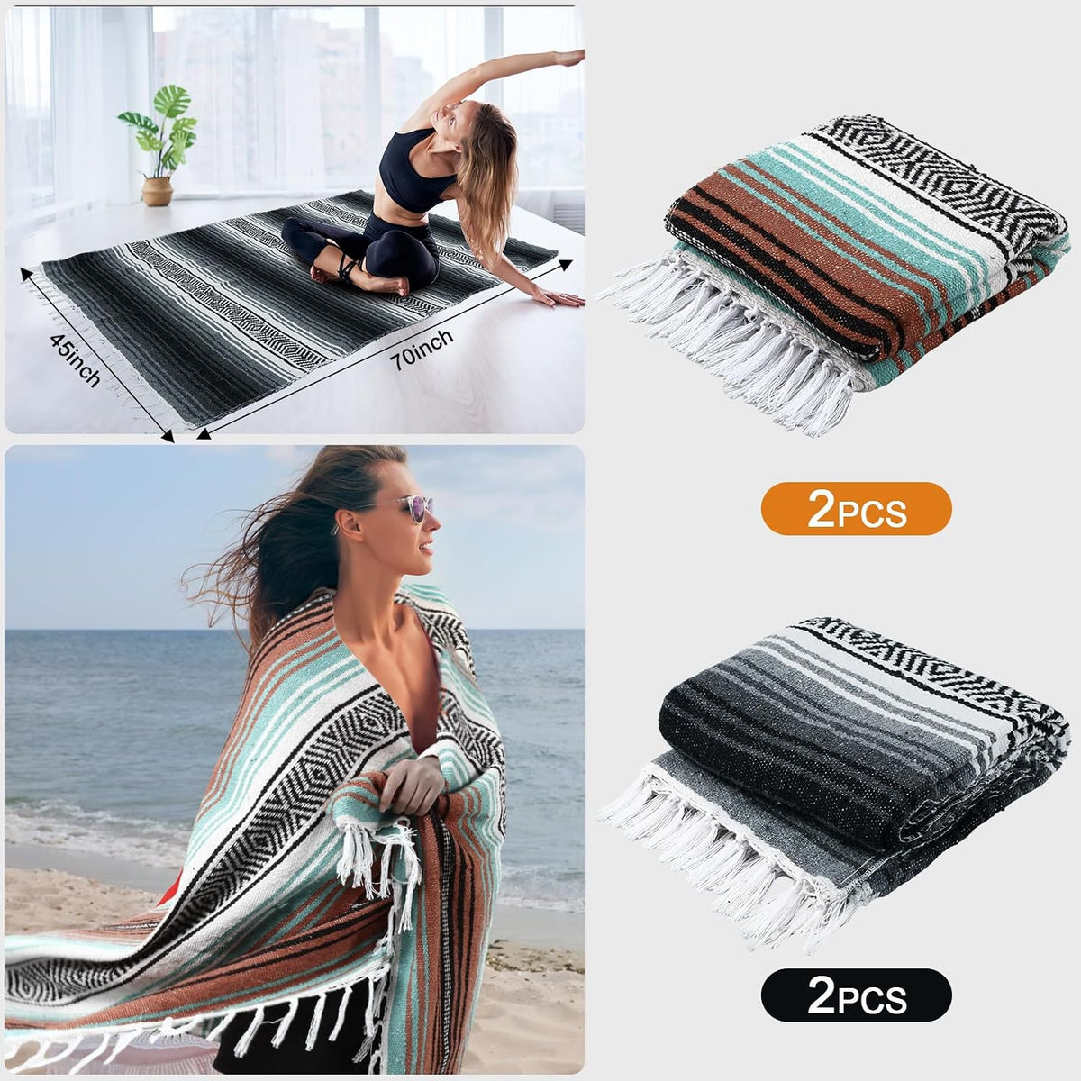 Large Mexican Yoga Blanket