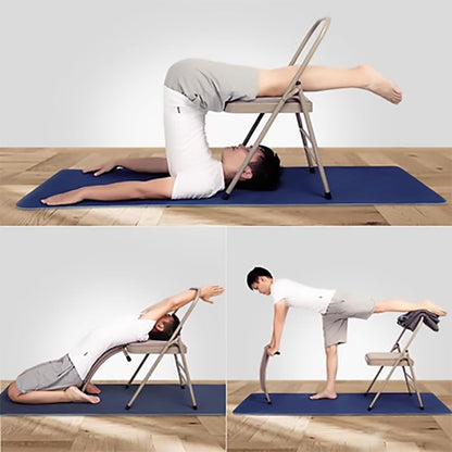 Pilates Yoga Chair, Yoga Auxiliary Chair with Lumbar Back Support, for Balance Handstand Training, Foldable Portable Yoga Chair, Iyengar Yoga Chair