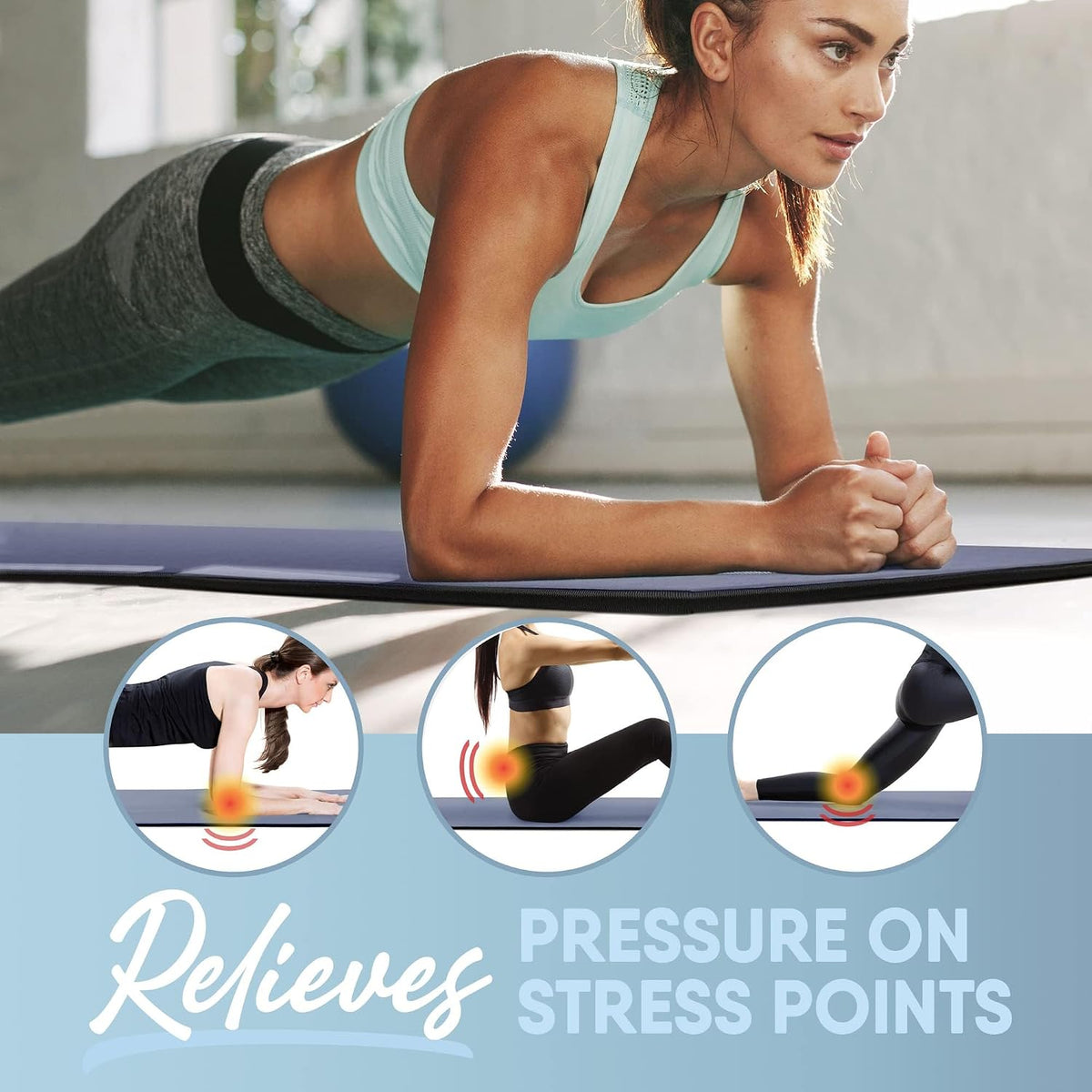 Deluxe Fitness Exercise Yoga Mat for Home & Gym, Extra Thick for High Impact Training, Multi Layered Skid Resistant Surface, Odor Neutralizing with Carrying Strap