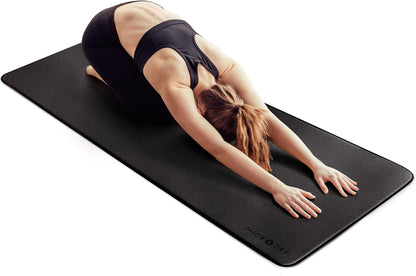 Deluxe Fitness Exercise Yoga Mat for Home & Gym, Extra Thick for High Impact Training, Multi Layered Skid Resistant Surface, Odor Neutralizing with Carrying Strap