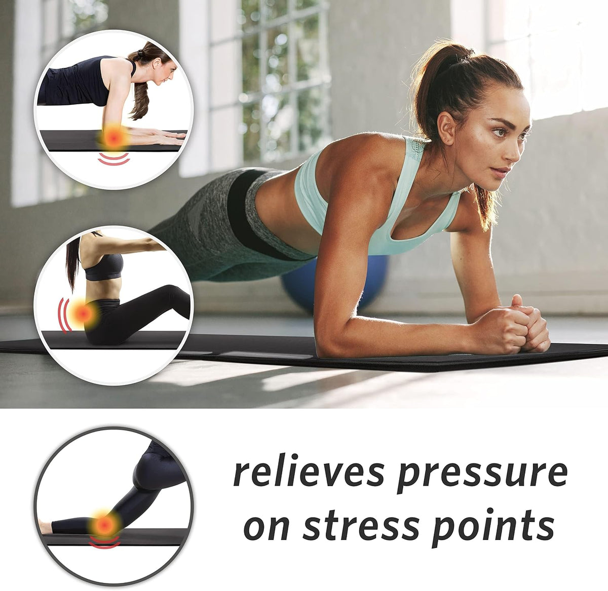 Deluxe Fitness Exercise Yoga Mat for Home & Gym, Extra Thick for High Impact Training, Multi Layered Skid Resistant Surface, Odor Neutralizing with Carrying Strap