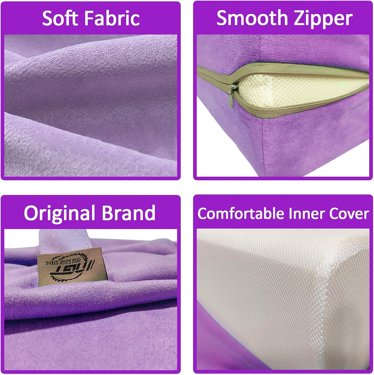 Yoga Bolster Pillow for Meditation and Support - Rectangular Yoga Cushion Foam Wedges Washable Suede Pillowcase for Men and Women with Carry Handles.…