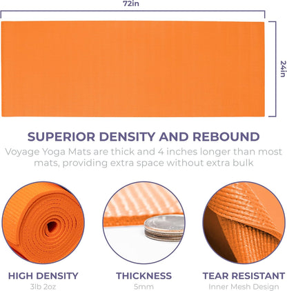 Voyage 5mm Studio Yoga Mats, 10 Pack, 72x24in