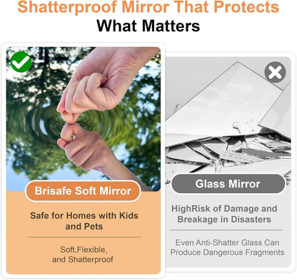 67"x24" Ultra-Light Mobile Floor Mirror with 360° Wheels, 0.04mm Shatterproof Nano Film for Home Gym/Yoga/Dance Studio & Commercial Use | 60% Insurance Savings | Black