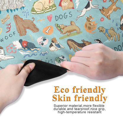 Different Dogs Yoga Mat Non Slip Natural Rubber Fitness Exercise Mat for Home Workout Gym Stretching Pilates Mats with Carrying Bag 71" x 26"