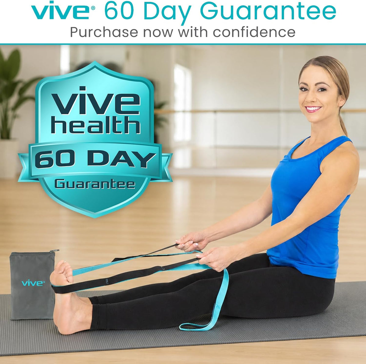 Stretch Strap (75" - 10 Loops) - Leg Stretch Band to Improve Flexibility - Stretching Out Yoga Strap - Exercise and Physical Therapy Belt for Rehab, Pilates and Gymnastics with Guide Book