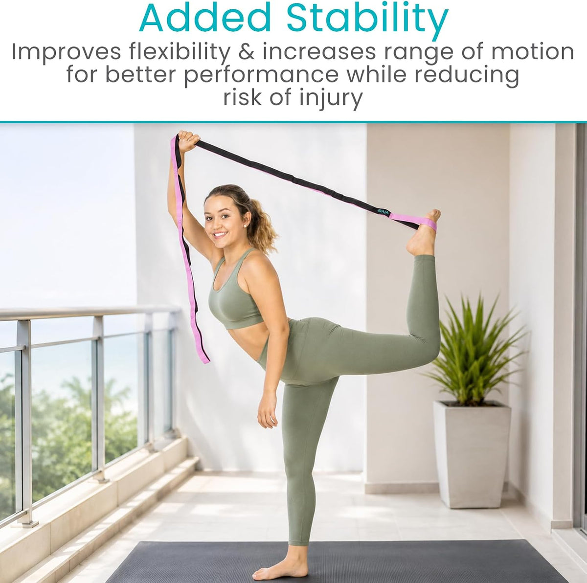Stretch Strap (75" - 10 Loops) - Leg Stretch Band to Improve Flexibility - Stretching Out Yoga Strap - Exercise and Physical Therapy Belt for Rehab, Pilates and Gymnastics with Guide Book