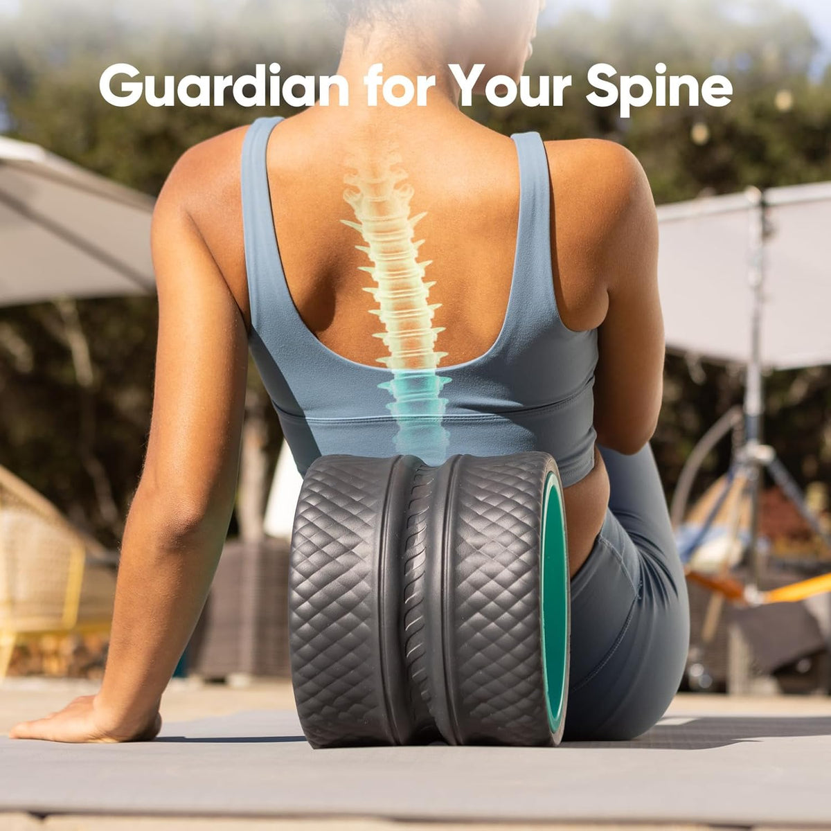 Back Roller - Deep Tissue Massage Wheel, Yoga Wheel & Back Stretcher for Pain Relief (6'')