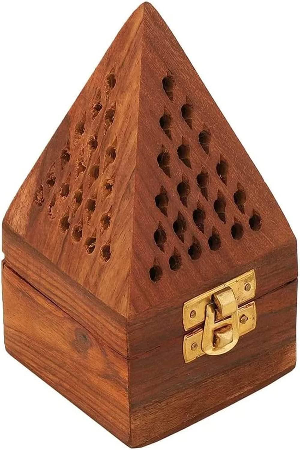 Traditional-Handmade-Burner Wooden-Incense-Stick-Holder Ash-Catcher-Stand for-Aromatherapy-Meditation-Yoga (5 Inch Temple Wooden Charcoal/Cone)