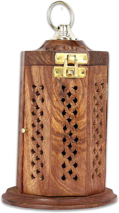 Traditional-Handmade-Burner Wooden-Incense-Stick-Holder Ash-Catcher-Stand for-Aromatherapy-Meditation-Yoga (5 Inch Temple Wooden Charcoal/Cone)