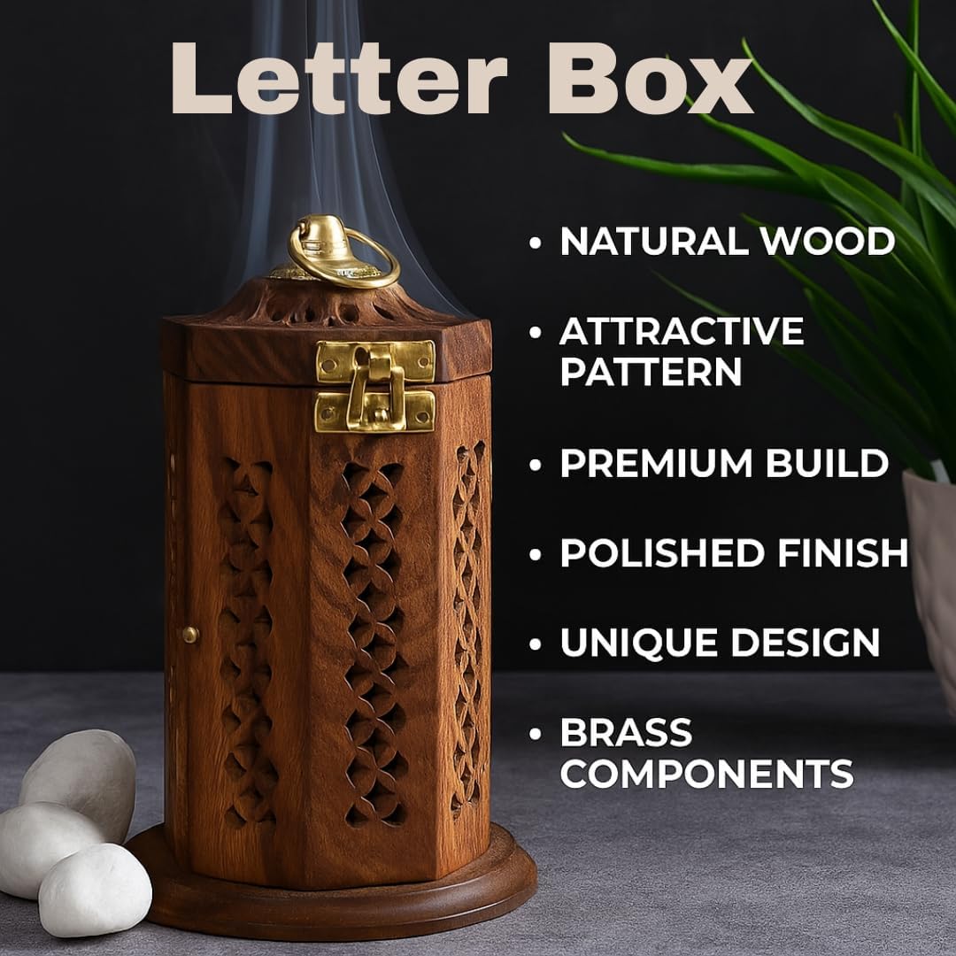Traditional-Handmade-Burner Wooden-Incense-Stick-Holder Ash-Catcher-Stand for-Aromatherapy-Meditation-Yoga (5 Inch Temple Wooden Charcoal/Cone)