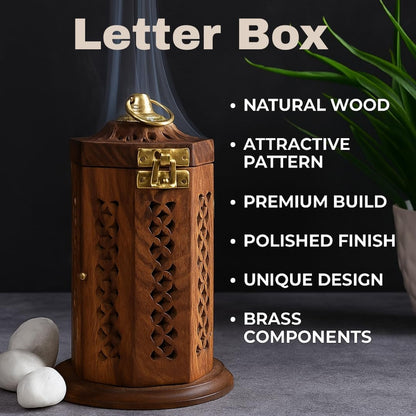 Traditional-Handmade-Burner Wooden-Incense-Stick-Holder Ash-Catcher-Stand for-Aromatherapy-Meditation-Yoga (5 Inch Temple Wooden Charcoal/Cone)
