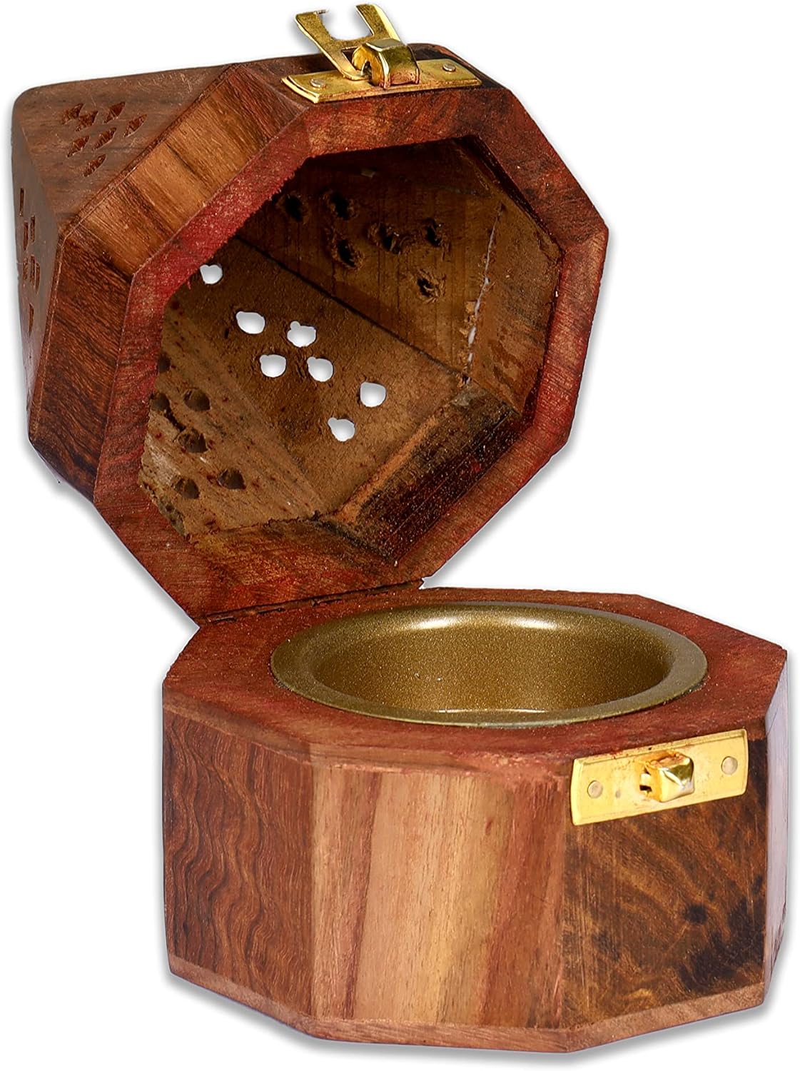 Traditional-Handmade-Burner Wooden-Incense-Stick-Holder Ash-Catcher-Stand for-Aromatherapy-Meditation-Yoga (5 Inch Temple Wooden Charcoal/Cone)