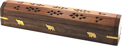 Traditional-Handmade-Burner Wooden-Incense-Stick-Holder Ash-Catcher-Stand for-Aromatherapy-Meditation-Yoga (5 Inch Temple Wooden Charcoal/Cone)