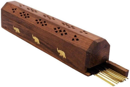 Traditional-Handmade-Burner Wooden-Incense-Stick-Holder Ash-Catcher-Stand for-Aromatherapy-Meditation-Yoga (5 Inch Temple Wooden Charcoal/Cone)