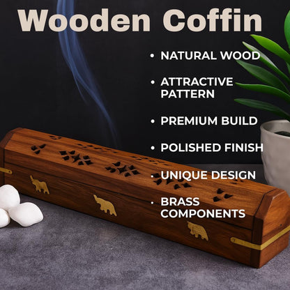 Traditional-Handmade-Burner Wooden-Incense-Stick-Holder Ash-Catcher-Stand for-Aromatherapy-Meditation-Yoga (5 Inch Temple Wooden Charcoal/Cone)