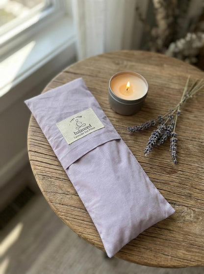 Weighted Lavender Eye Pillow for Sleep & Relaxation – Organic Cotton Eye Pillow with Natural Lavender, Aromatherapy Eye Pillow for Yoga, Meditation, Stress Relief & Travel